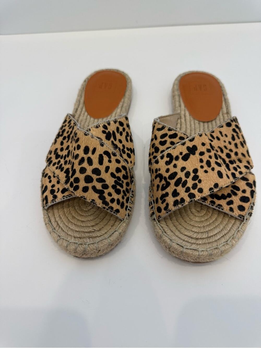 GAP Espadrille Sandals in Leopard Print Natural Rope Summer Casual Boho Sz 9